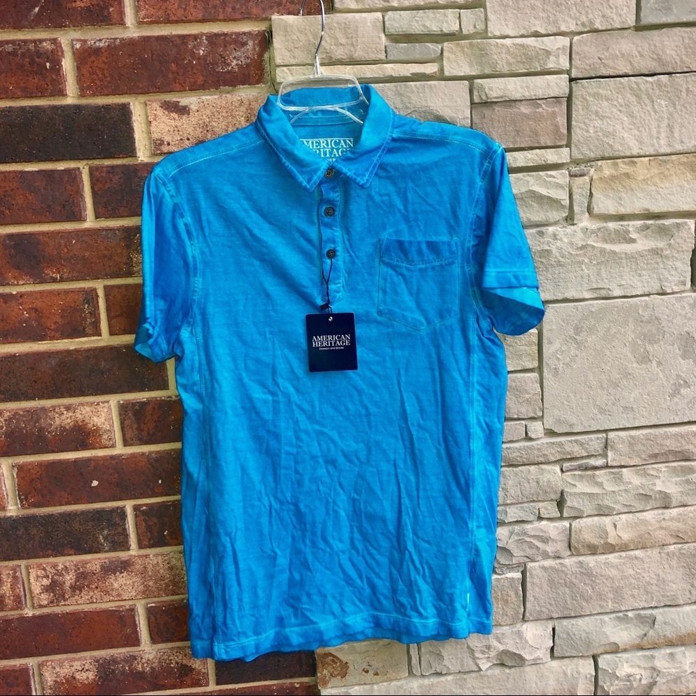 NWT American Heritage Turquoise Cotton Shirt Men S